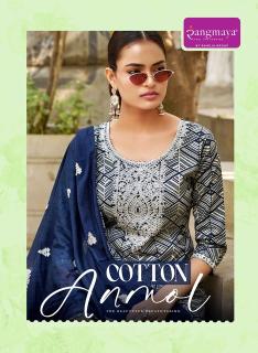 Rangmaya cotton anmol 3pcs wholesale designer kurtis in hyderabad